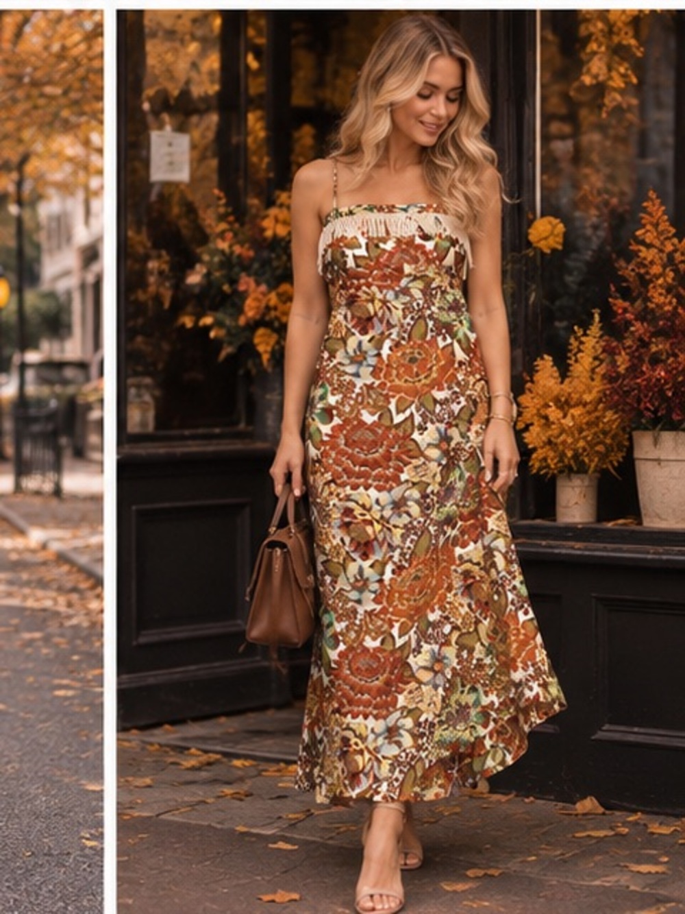 Alemais Lana Rust Multi Floral linen dress